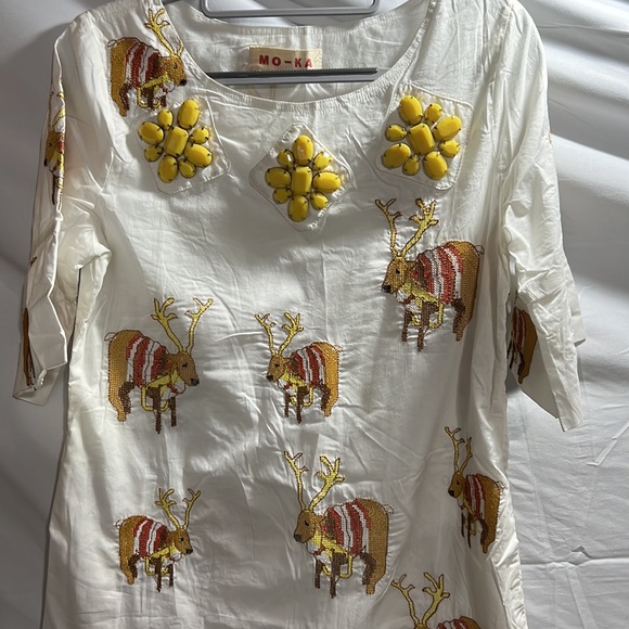 Supper Fun Dress, Embroidered Reindeer, Size S - Picture 2 of 6